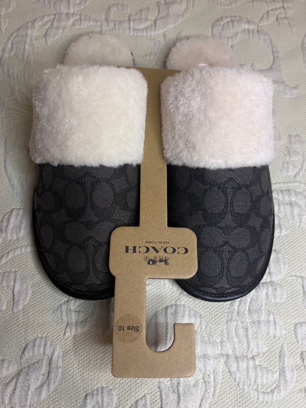 NWT Coach Zena Slippers in Signature Jacquard Women’s Size 10